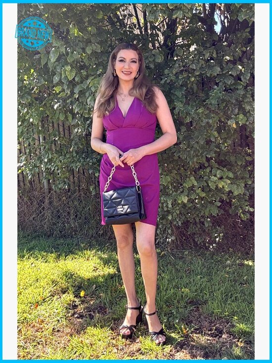 V Neck Sleeveless Faux Wrap Ruched Bodycon Cocktail Party Dress Elegant - Picture 6 of 7